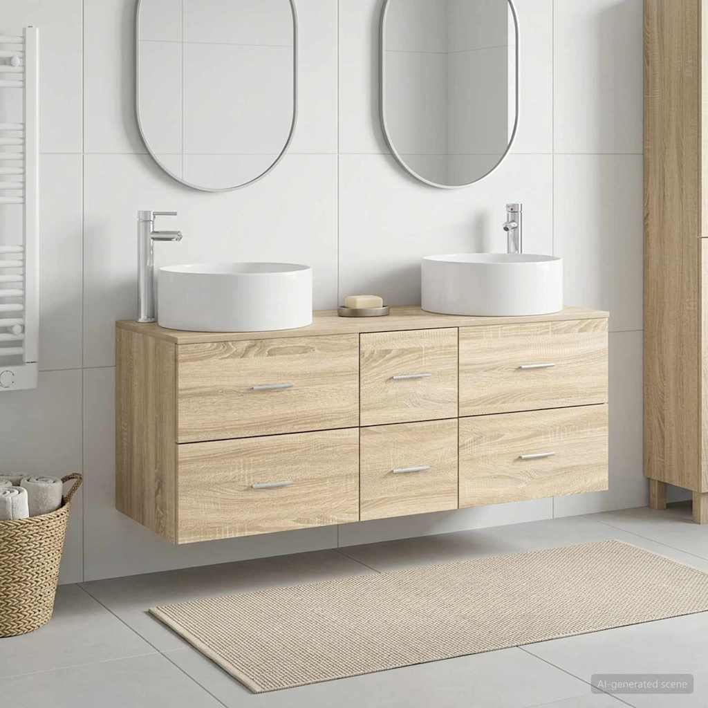 vidaXL Juego de muebles de baño 3 uds. Roble Sonoma