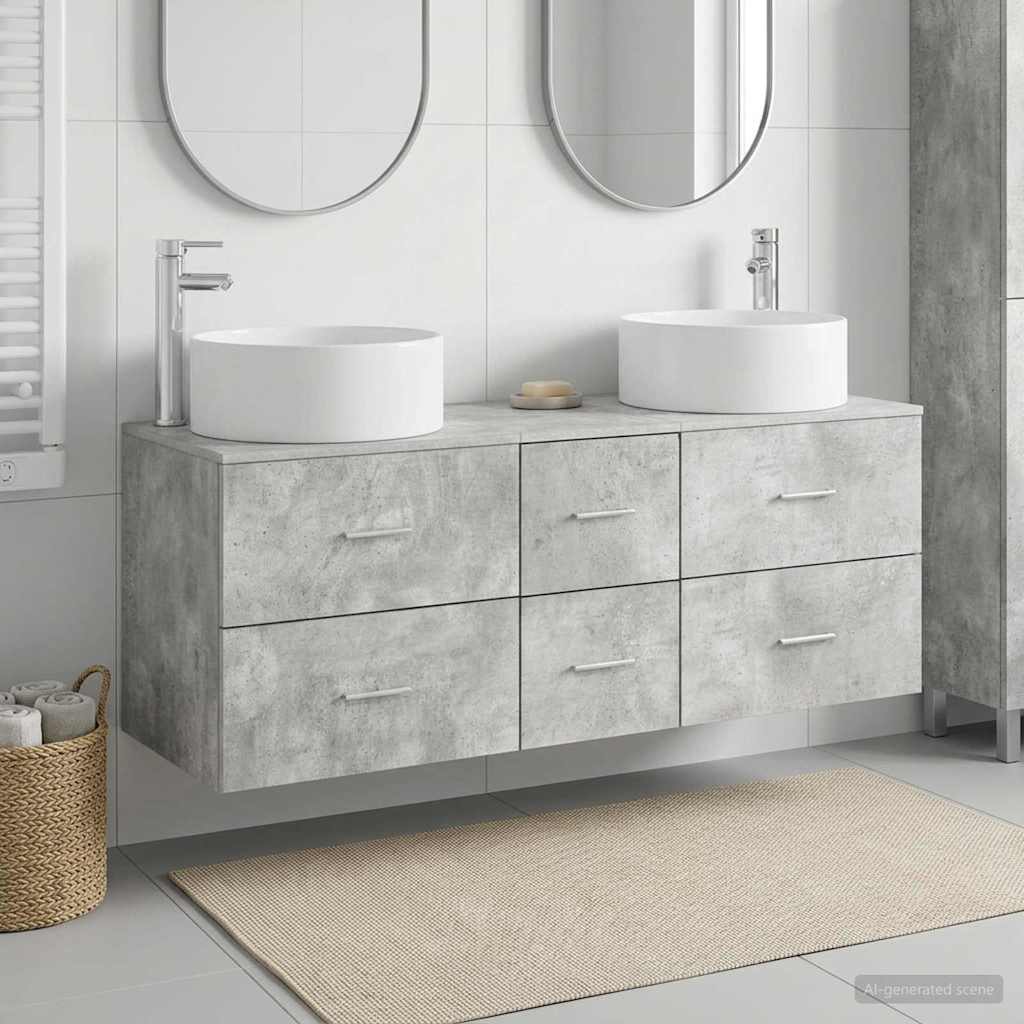 vidaXL Juego de muebles de baño 3 uds. Gris Hormigón