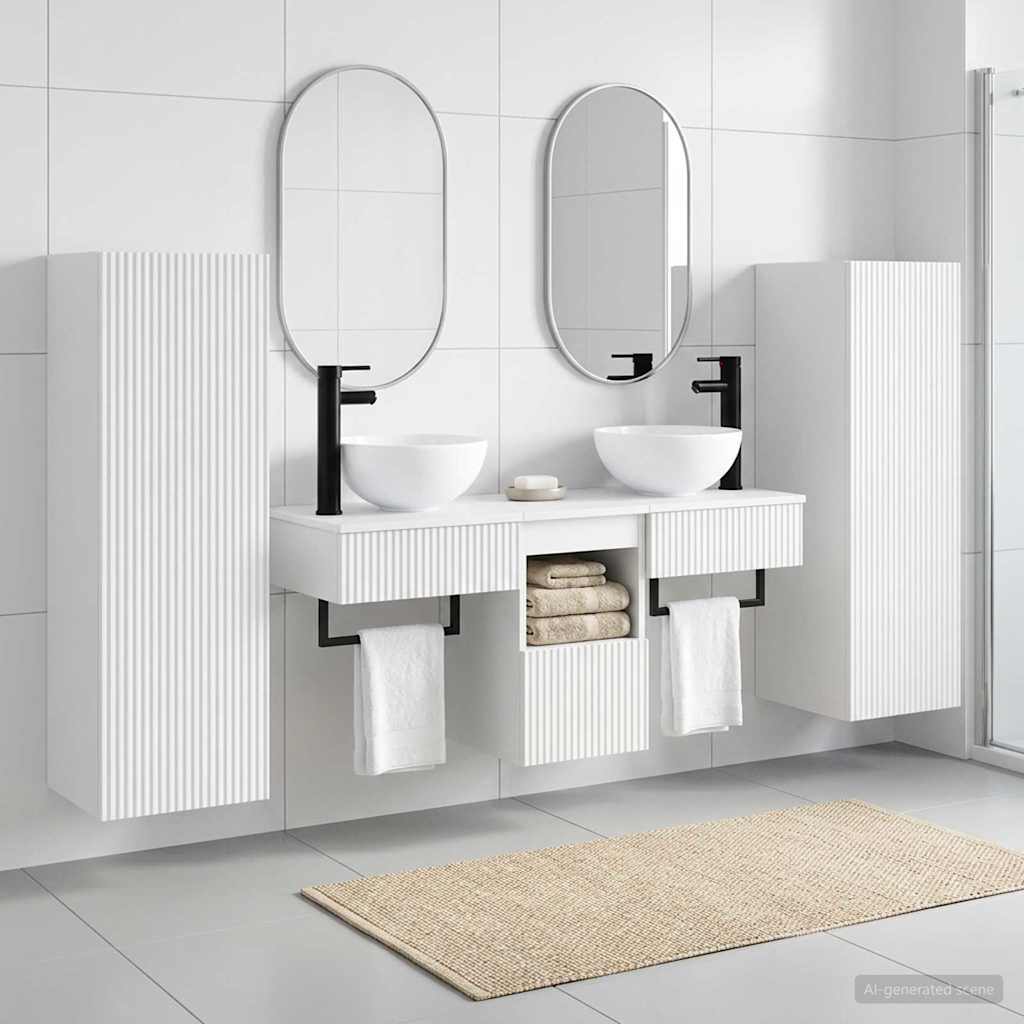 vidaXL Juego de muebles de baño 5 uds. Blanco 33 x 34,5 x 100 cm