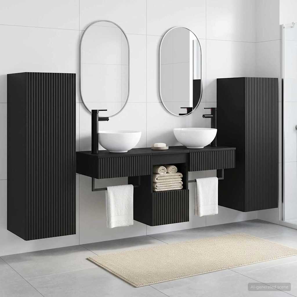 vidaXL Juego de muebles de baño 5 uds. Negro 33 x 34,5 x 100 cm