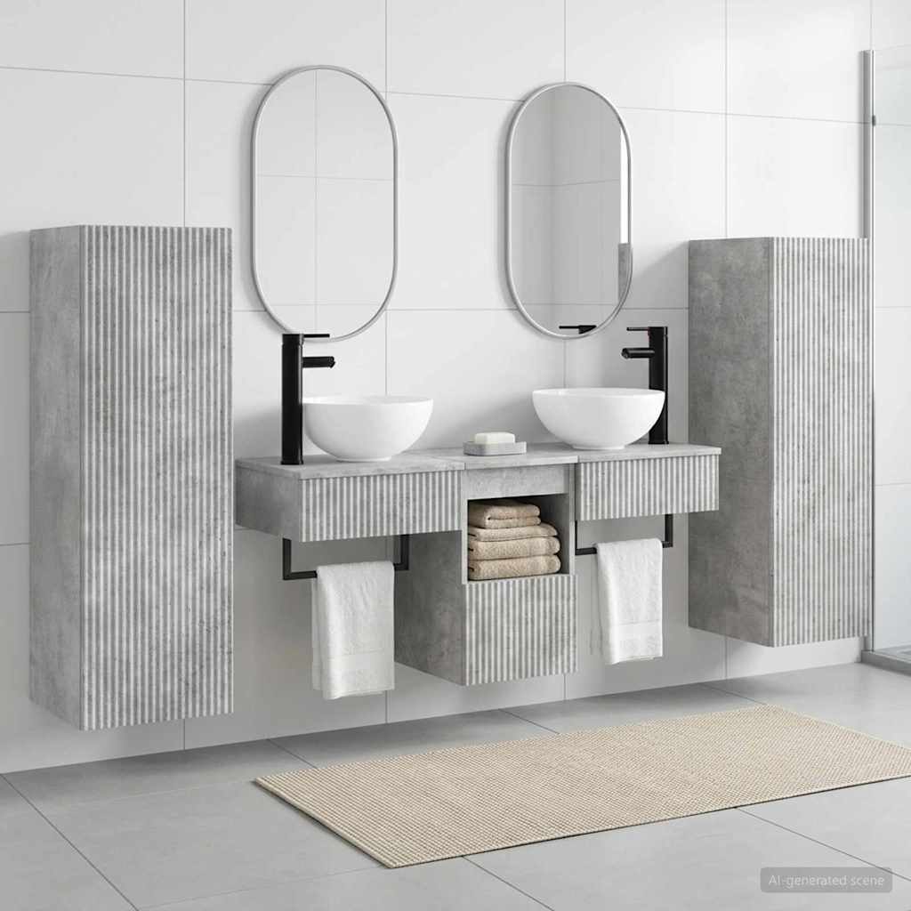 vidaXL Juego de muebles de baño 5 uds. Gris Hormigón