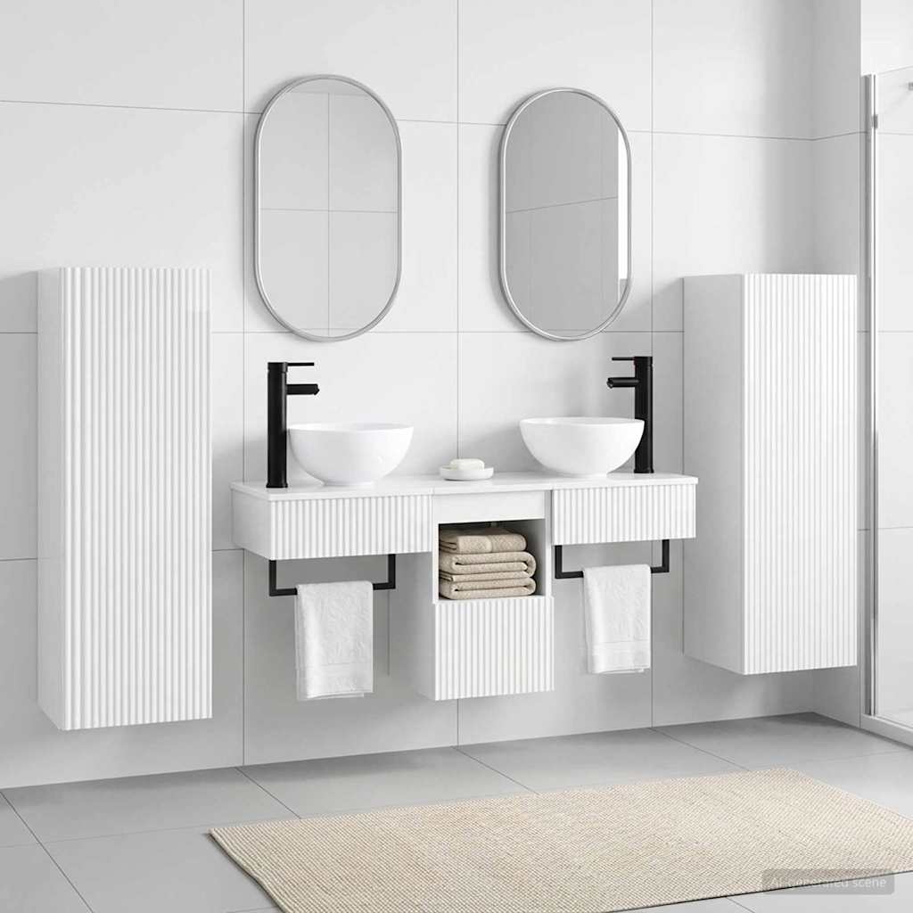 vidaXL Juego de muebles de baño 5 uds. Blanco Brillante
