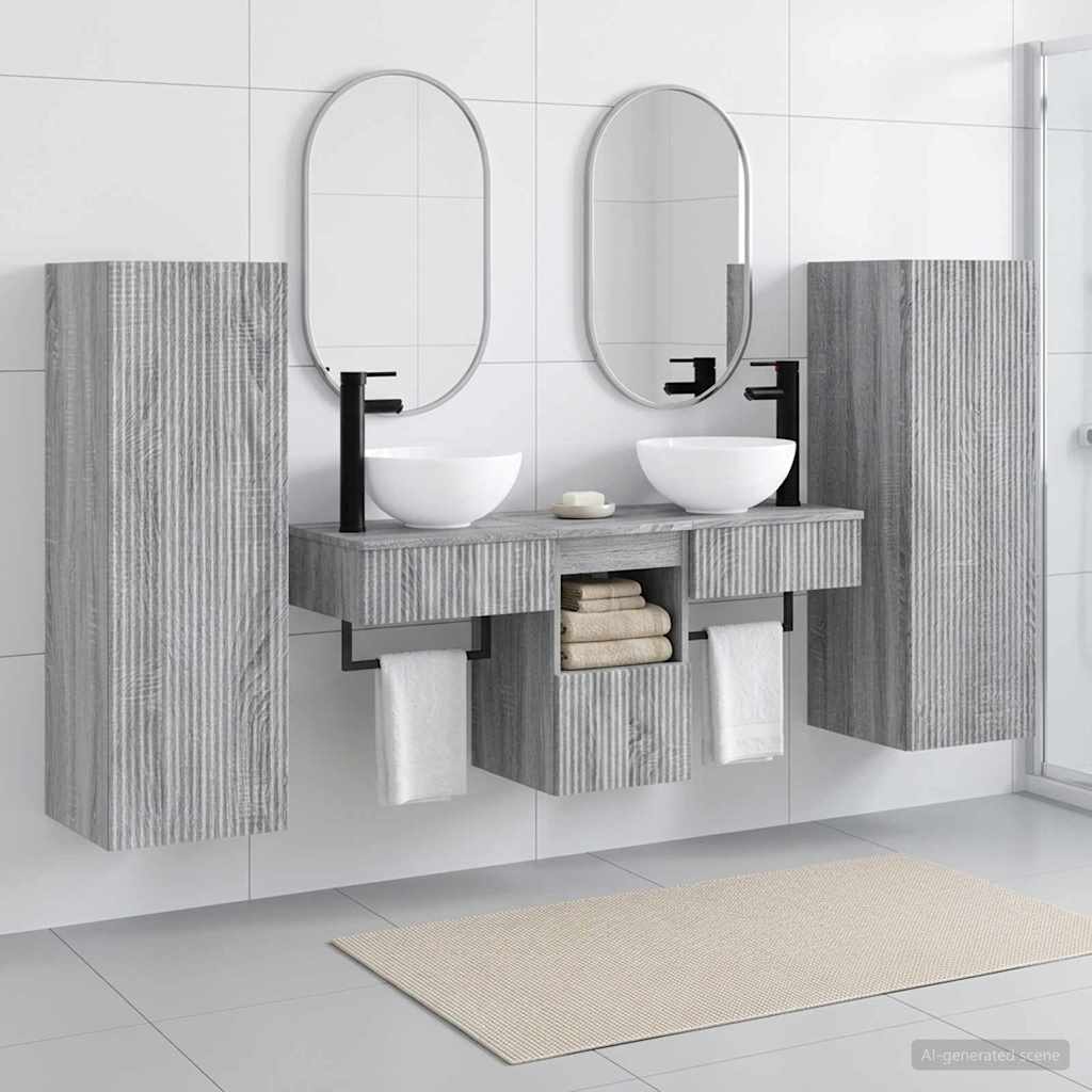 vidaXL Juego de muebles de baño 5 uds. Sonoma gris 33 x 34,5 x 100 cm