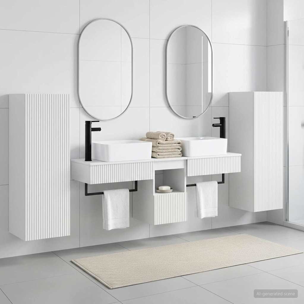 vidaXL Juego de muebles de baño 5 uds. Blanco 33 x 34,5 x 100 cm