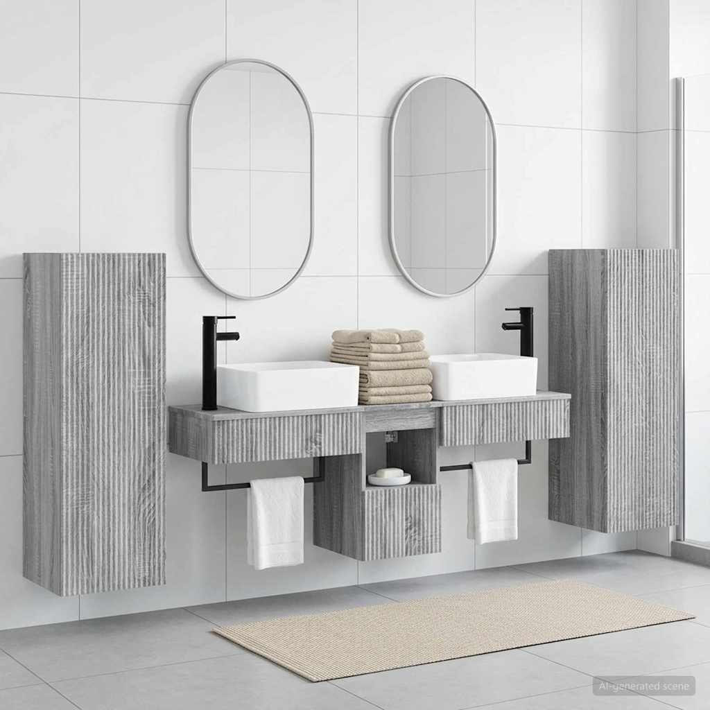 vidaXL Juego de muebles de baño 5 uds. Sonoma gris 33 x 34,5 x 100 cm