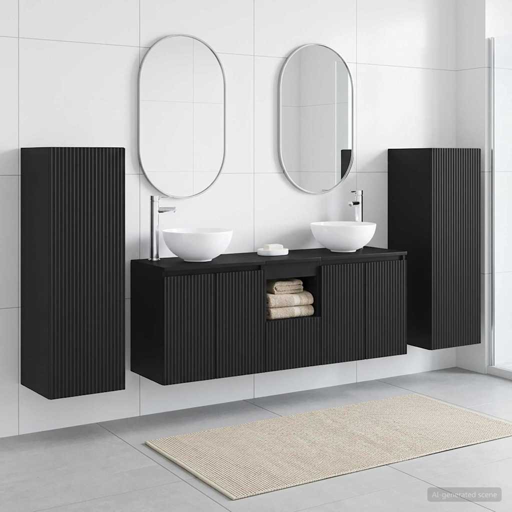vidaXL Juego de muebles de baño 5 uds. Negro 33 x 34,5 x 100 cm