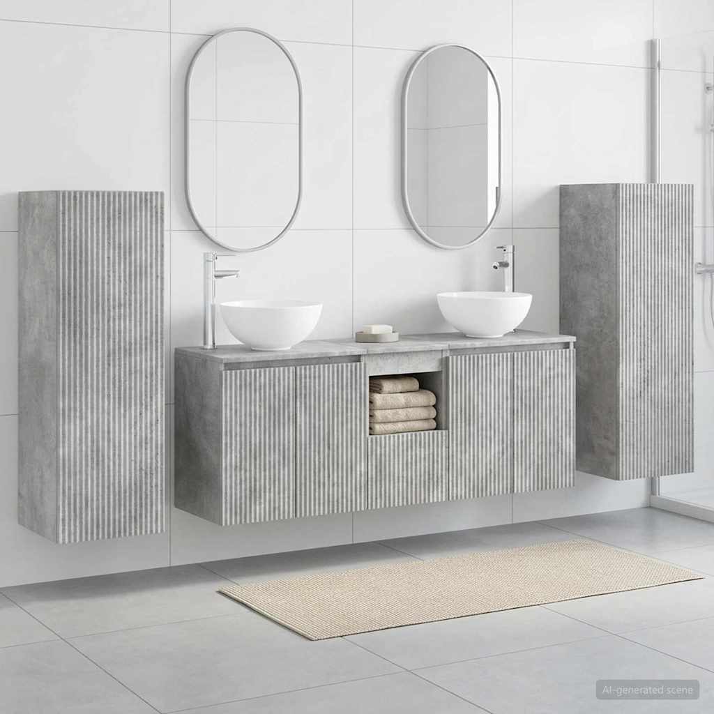 vidaXL Juego de muebles de baño 5 uds. Gris Hormigón