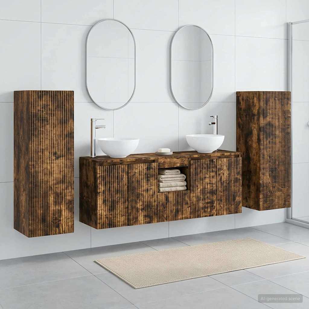 vidaXL Juego de muebles de baño 5 uds. Roble Ahumado