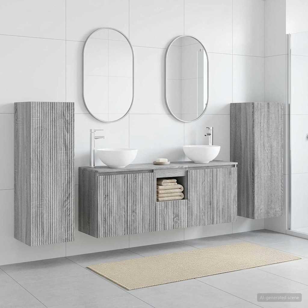 vidaXL Juego de muebles de baño 5 uds. Sonoma gris 33 x 34,5 x 100 cm