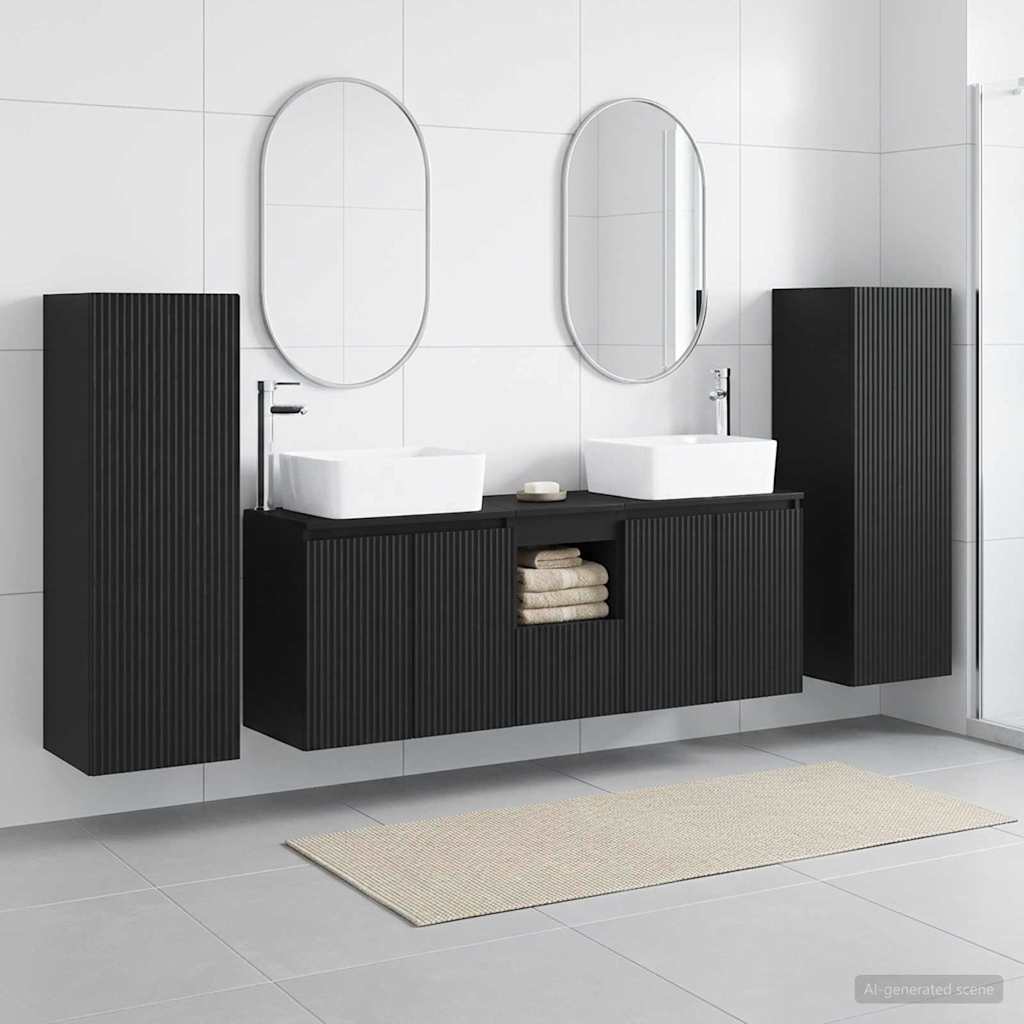 vidaXL Juego de muebles de baño 5 uds. Negro 33 x 34,5 x 100 cm