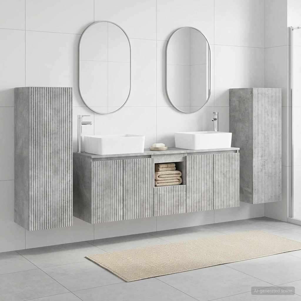 vidaXL Juego de muebles de baño 5 uds. Gris Hormigón