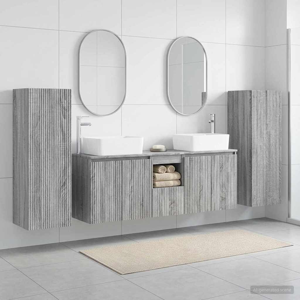 vidaXL Juego de muebles de baño 5 uds. Sonoma gris 33 x 34,5 x 100 cm