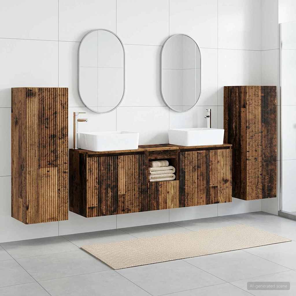 vidaXL Juego de muebles de baño 5 uds. Madera envejecida