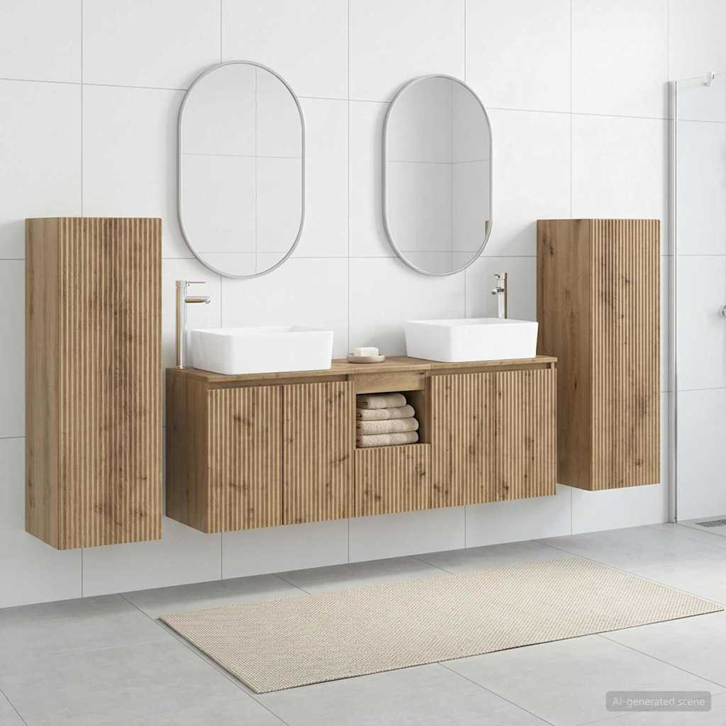 vidaXL Juego de muebles de baño 5 uds. Roble artisan