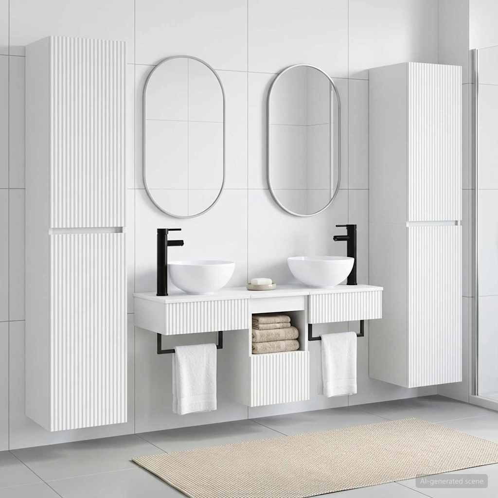 vidaXL Juego de muebles de baño 5 uds. Blanco 33 x 34,5 x 160 cm