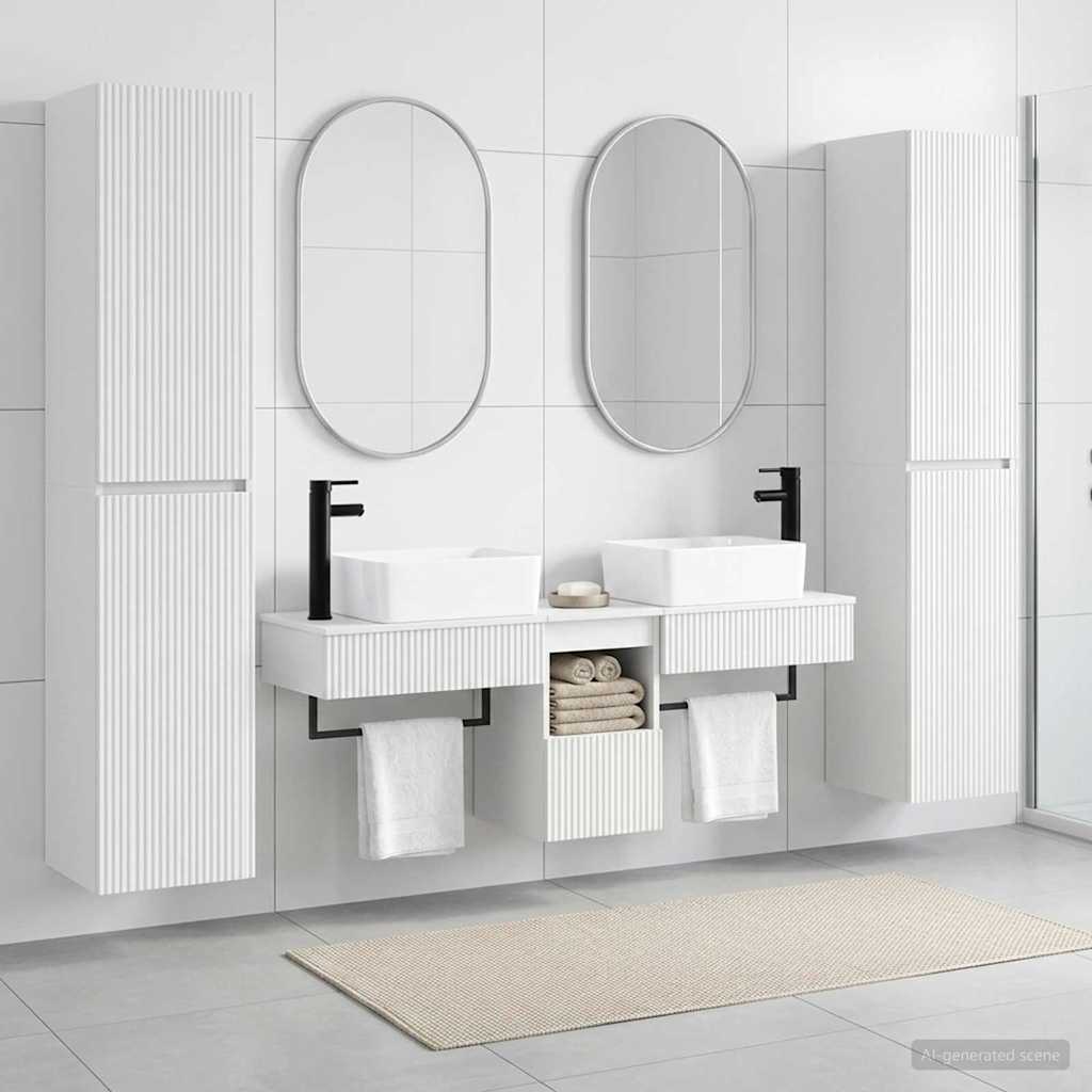 vidaXL Juego de muebles de baño 5 uds. Blanco 33 x 34,5 x 160 cm