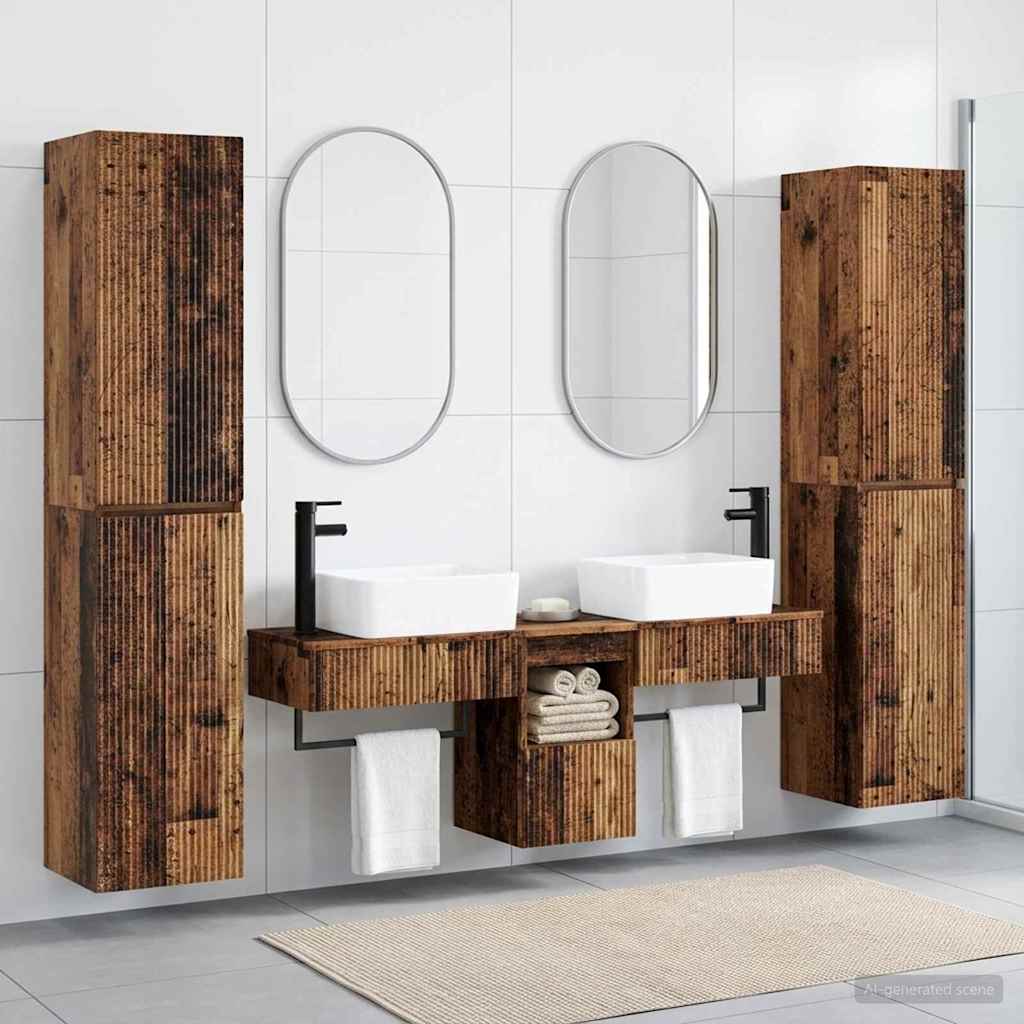 vidaXL Juego de muebles de baño 5 uds. Madera envejecida
