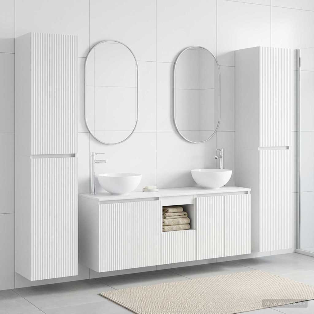 vidaXL Juego de muebles de baño 5 uds. Blanco 33 x 34,5 x 160 cm