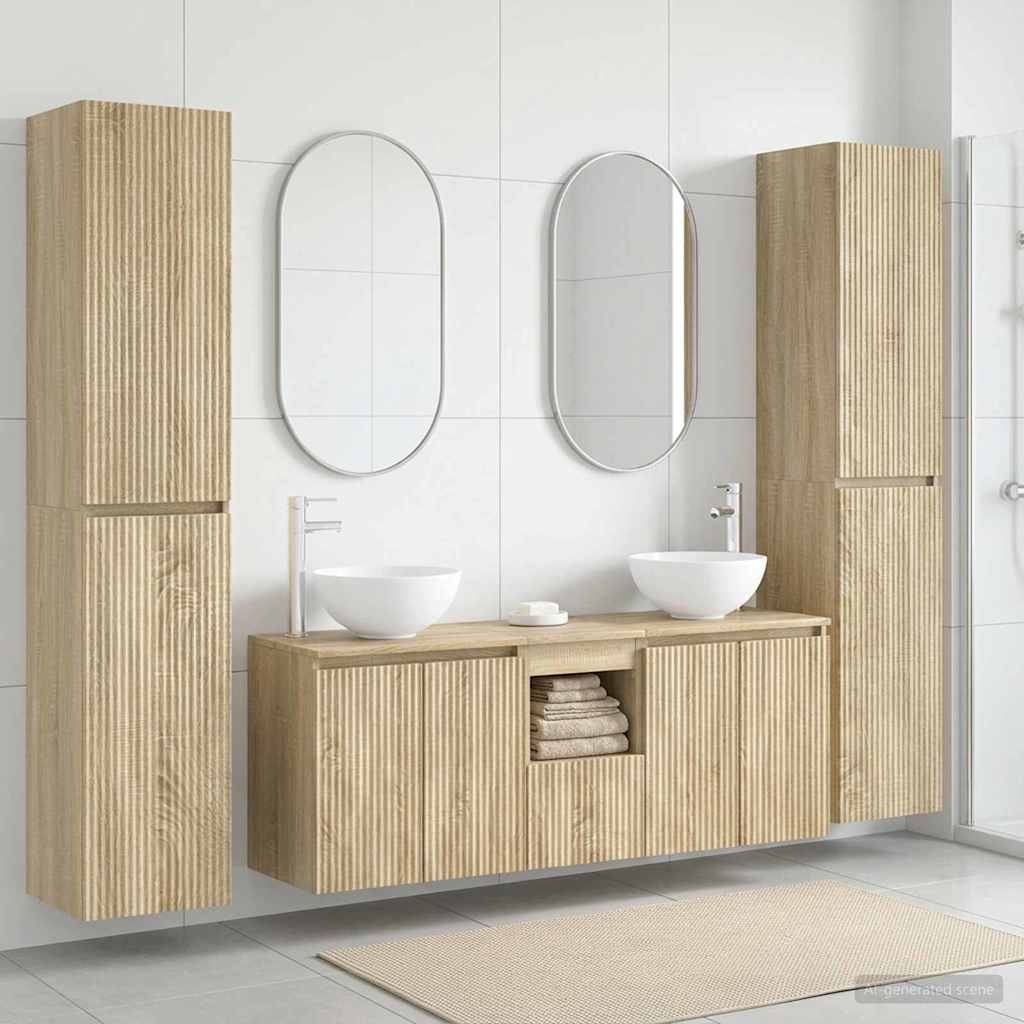 vidaXL Juego de muebles de baño 5 uds. Roble Sonoma 33 x 34,5 x 160 cm