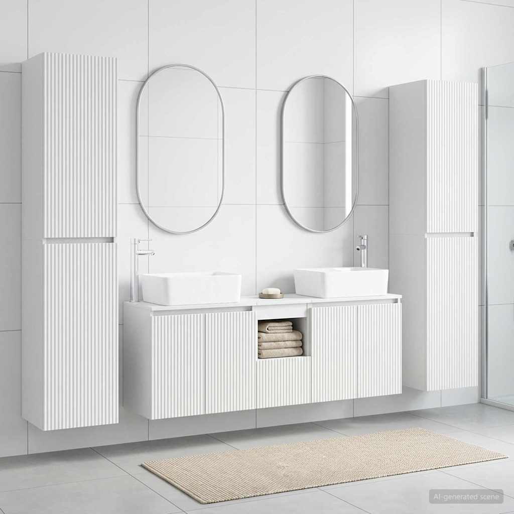 vidaXL Juego de muebles de baño 5 uds. Blanco 33 x 34,5 x 160 cm