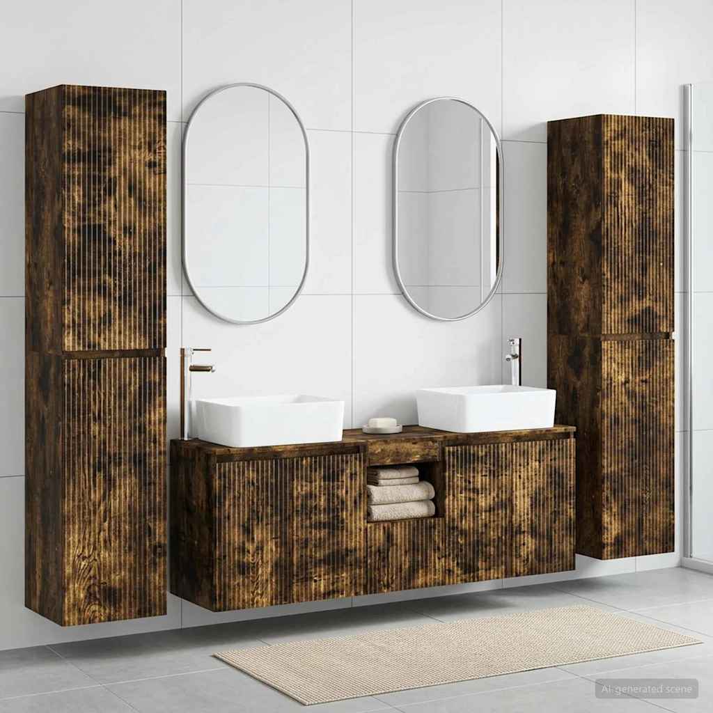 vidaXL Juego de muebles de baño 5 uds. Roble Ahumado