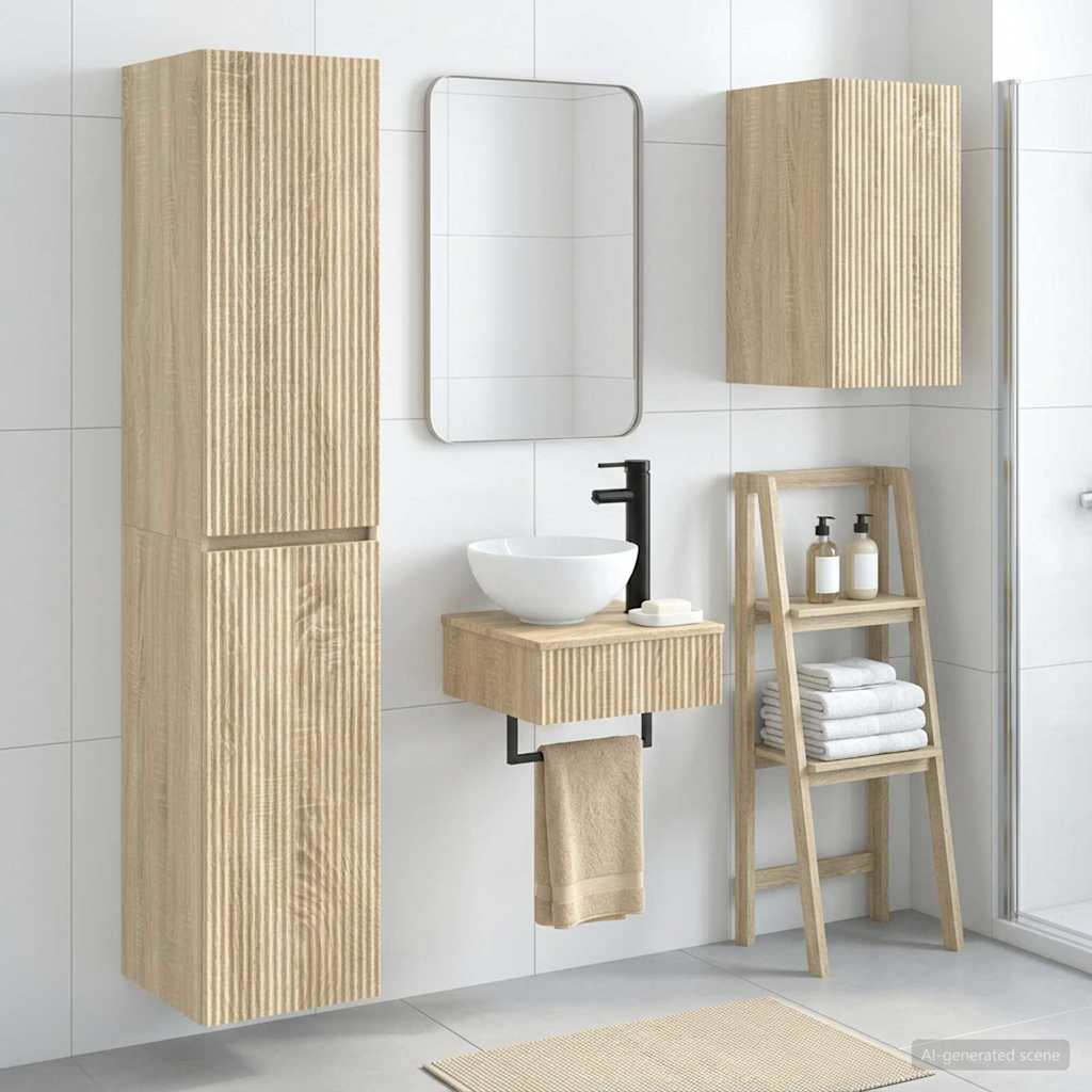 vidaXL Juego de muebles de baño 3 uds. Roble Sonoma 33 x 34,5 x 160 cm