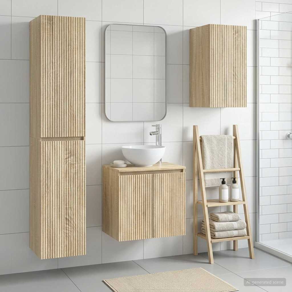 vidaXL Juego de muebles de baño 3 uds. Roble Sonoma 33 x 34,5 x 160 cm