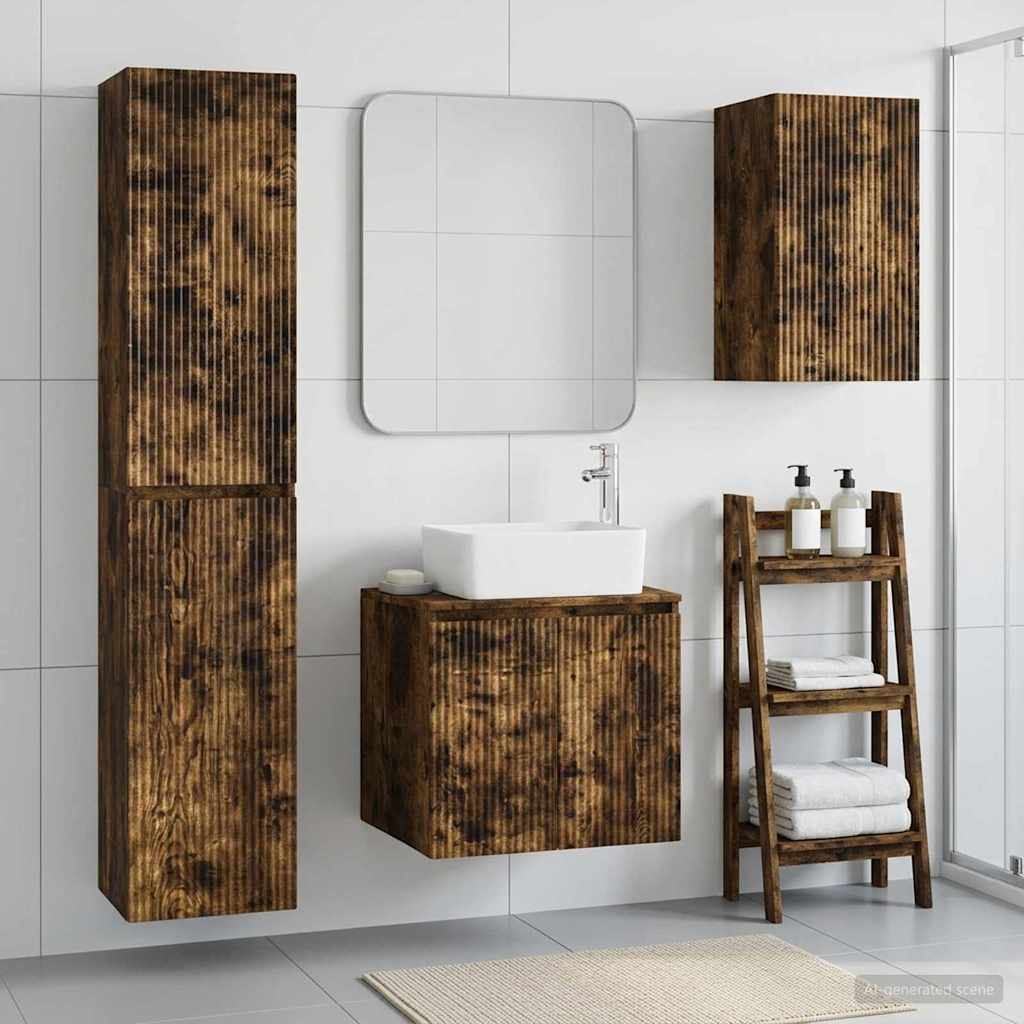 vidaXL Juego de muebles de baño 3 uds. Roble Ahumado