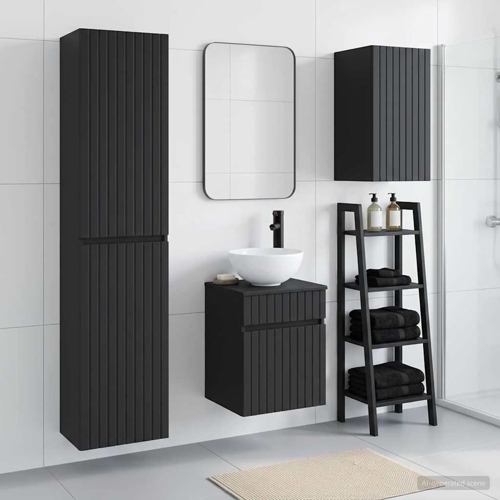 vidaXL Juego de muebles de baño 3 uds. Negro 33 x 34,5 x 160 cm