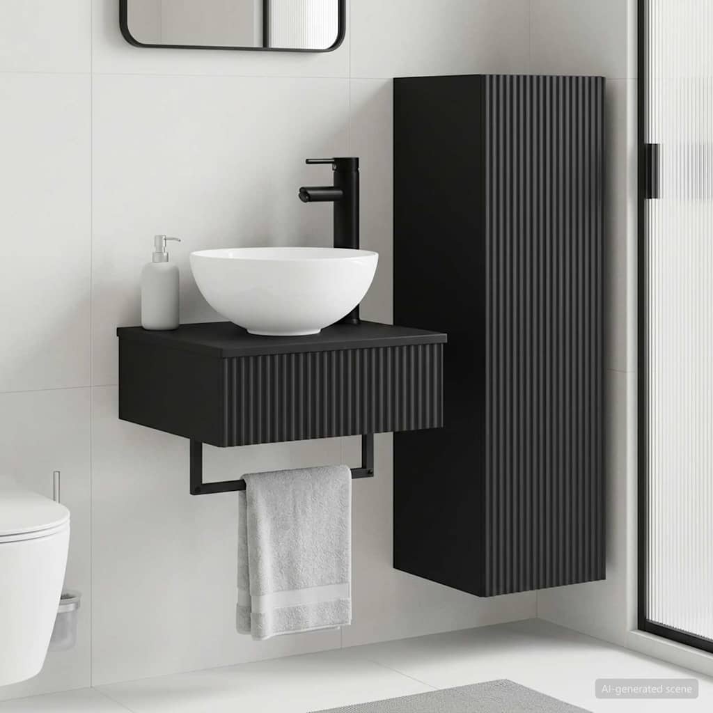 vidaXL Juego de muebles de baño 2 uds. Negro 33 x 34,5 x 100 cm