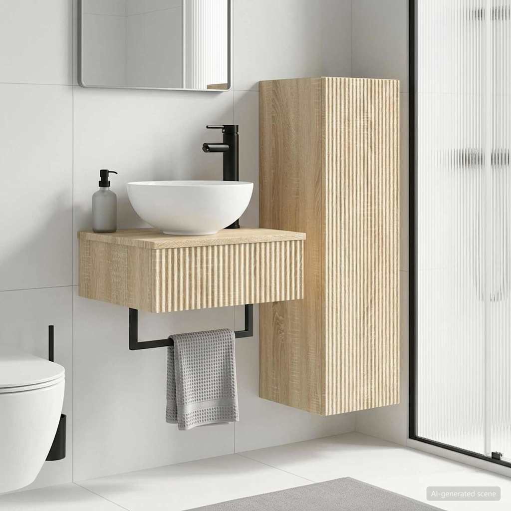 vidaXL Juego de muebles de baño 2 uds. Roble Sonoma 33 x 34,5 x 100 cm