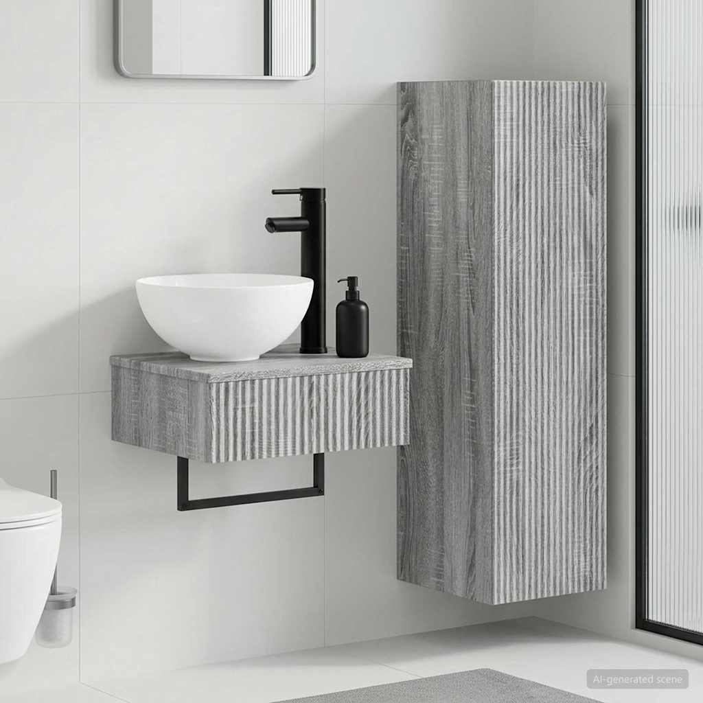 vidaXL Juego de muebles de baño 2 uds. Sonoma gris 33 x 34,5 x 100 cm