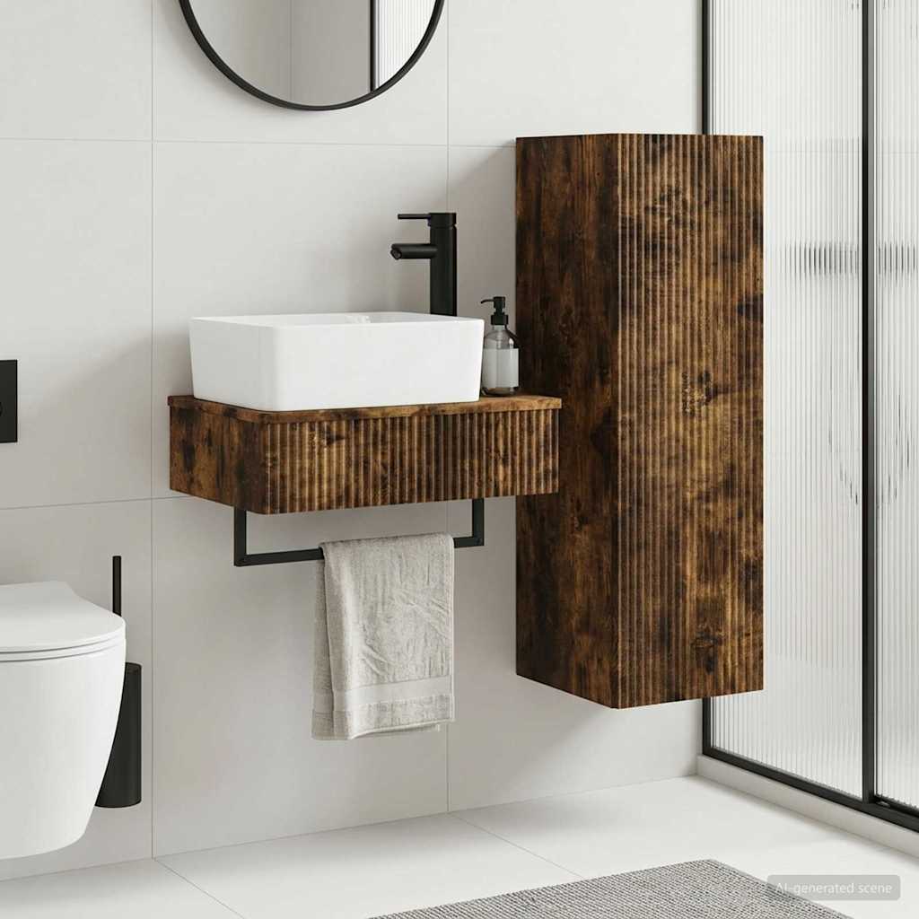 vidaXL Juego de muebles de baño 2 uds. Roble Ahumado