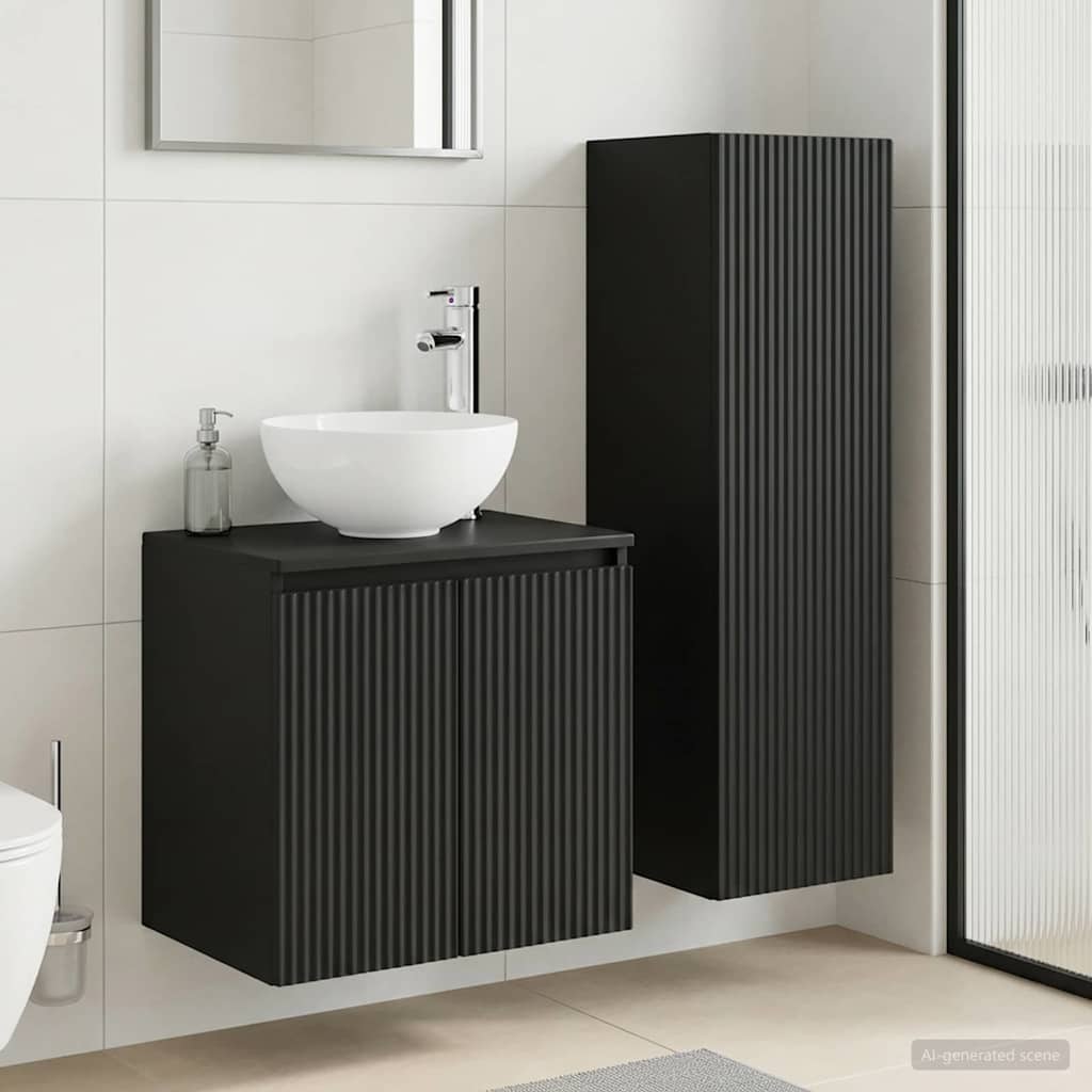 vidaXL Juego de muebles de baño 2 uds. Negro 33 x 34,5 x 100 cm