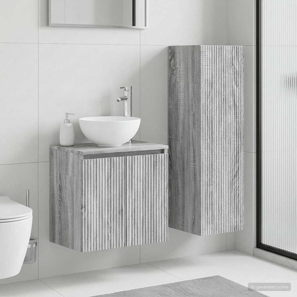 vidaXL Juego de muebles de baño 2 uds. Sonoma gris 33 x 34,5 x 100 cm