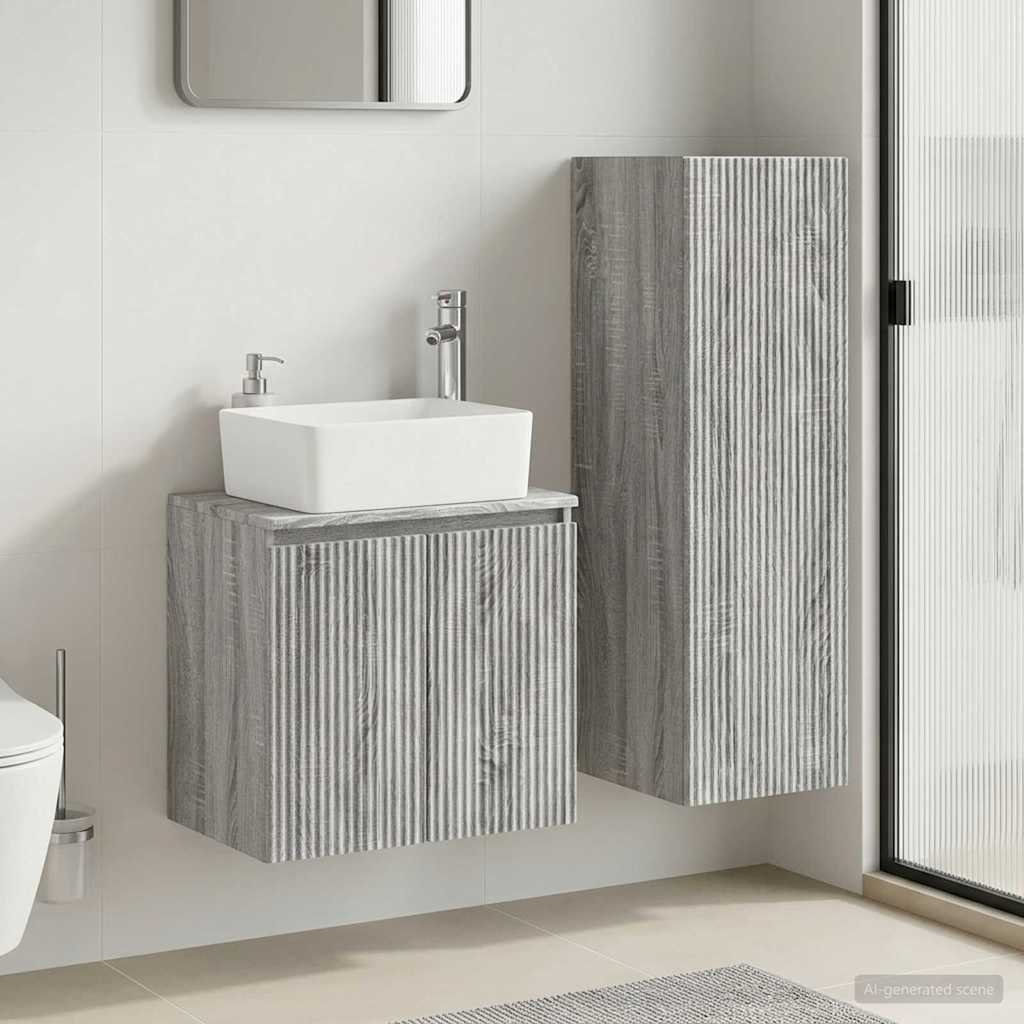 vidaXL Juego de muebles de baño 2 uds. Sonoma gris 33 x 34,5 x 100 cm