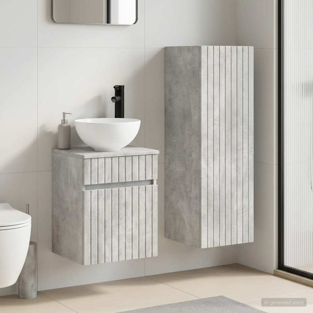 vidaXL Juego de muebles de baño 2 uds. Gris Hormigón