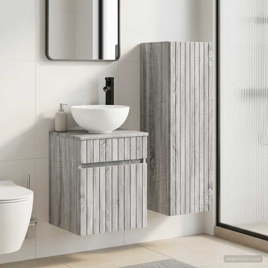 vidaXL Juego de muebles de baño 2 uds. Sonoma gris 33 x 34,5 x 100 cm