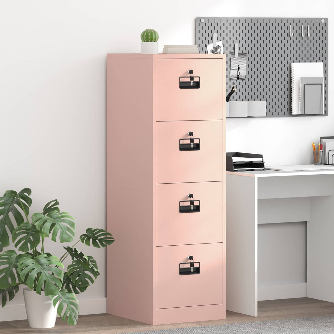 vidaXL Mueble archivador Rosa 44 x 50 x 139 cm Acero Laminado en Frío