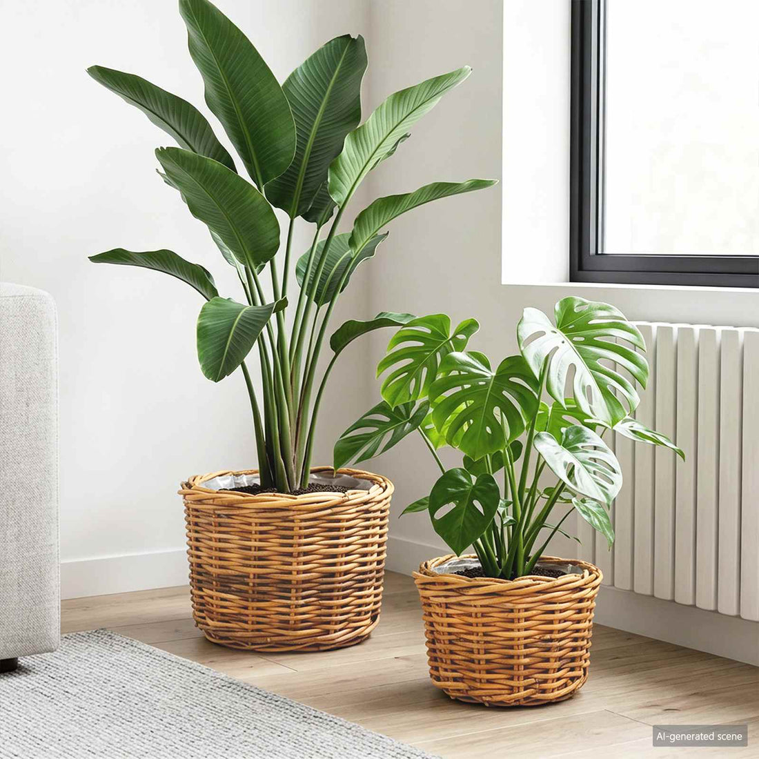 vidaXL Cesta para Plantas GENDT 2 uds. Madera Natural Ratán Kubu