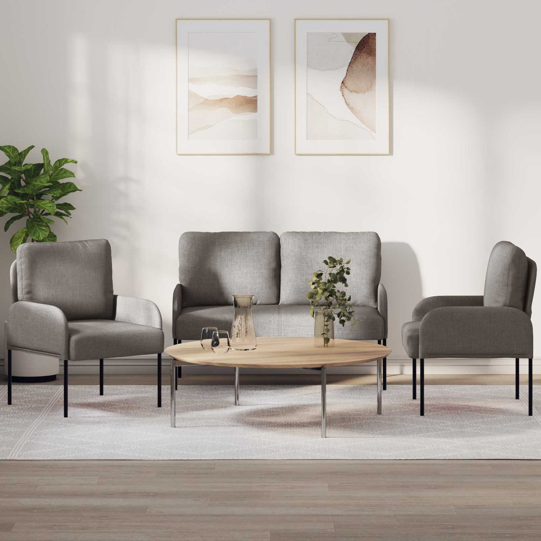 vidaXL Juegos de sofás 3 uds. Taupé Madera contrachapada