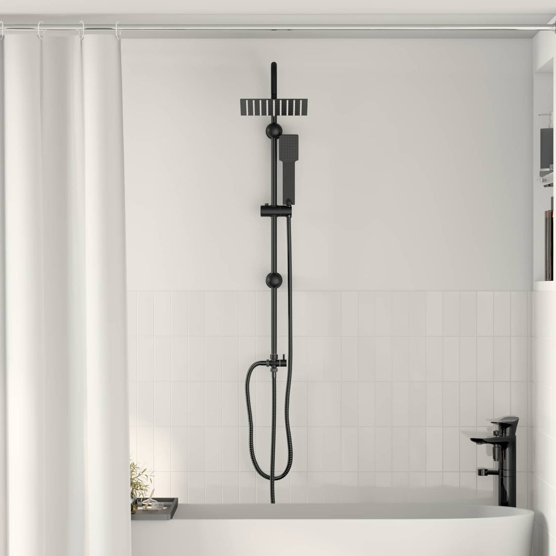 vidaXL Sistema de Ducha Negro 47 x 20 x 95 cm Acero inoxidable