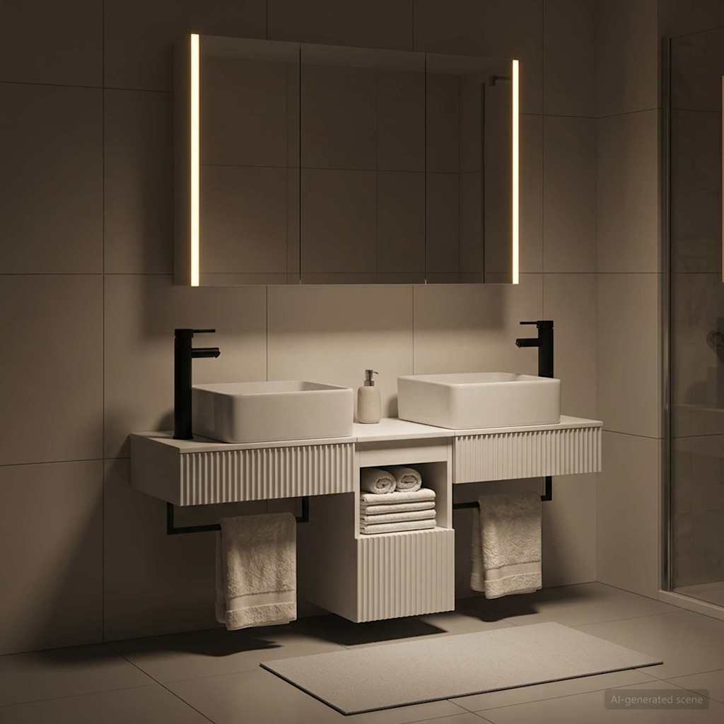 vidaXL Juego de Muebles de Baño 4 uds. Blanco Madera de ingeniería