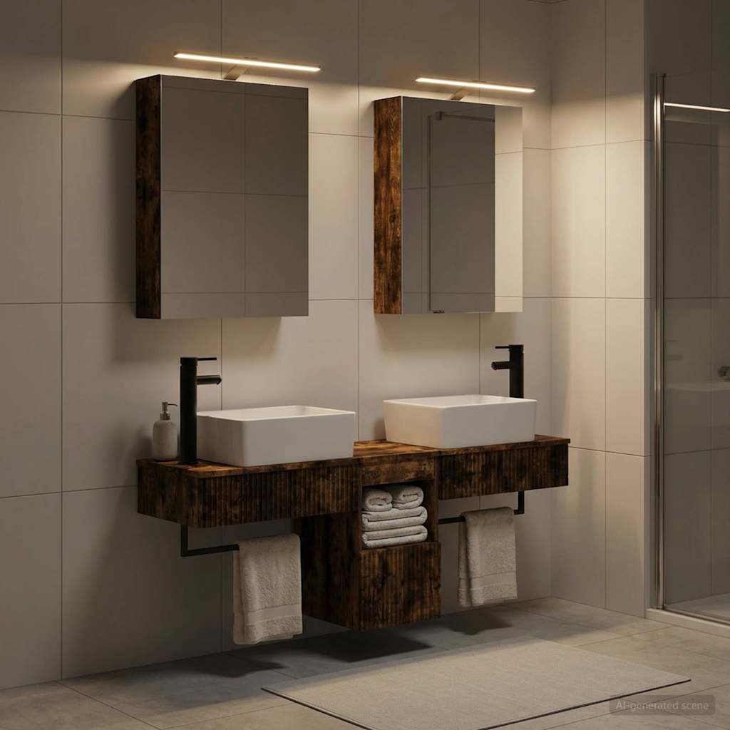 vidaXL Juego de Muebles de Baño 5 uds. Roble Ahumado