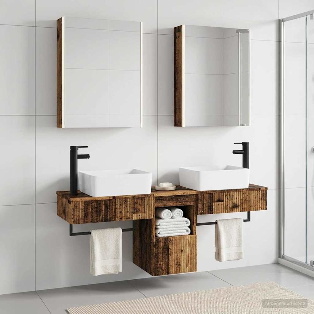 vidaXL Juego de Muebles de Baño 5 uds. Madera envejecida