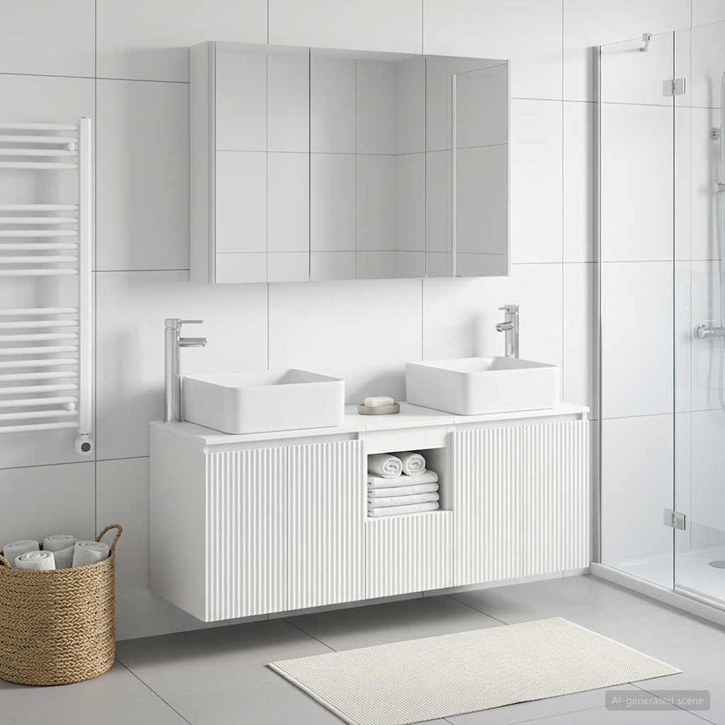 vidaXL Juego de Muebles de Baño 4 uds. Blanco Madera de ingeniería
