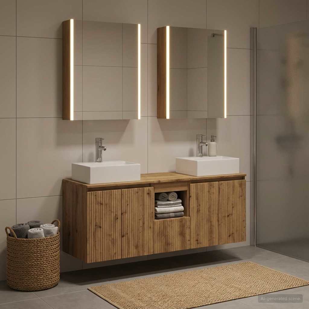 vidaXL Juego de Muebles de Baño 5 uds. Roble artisan