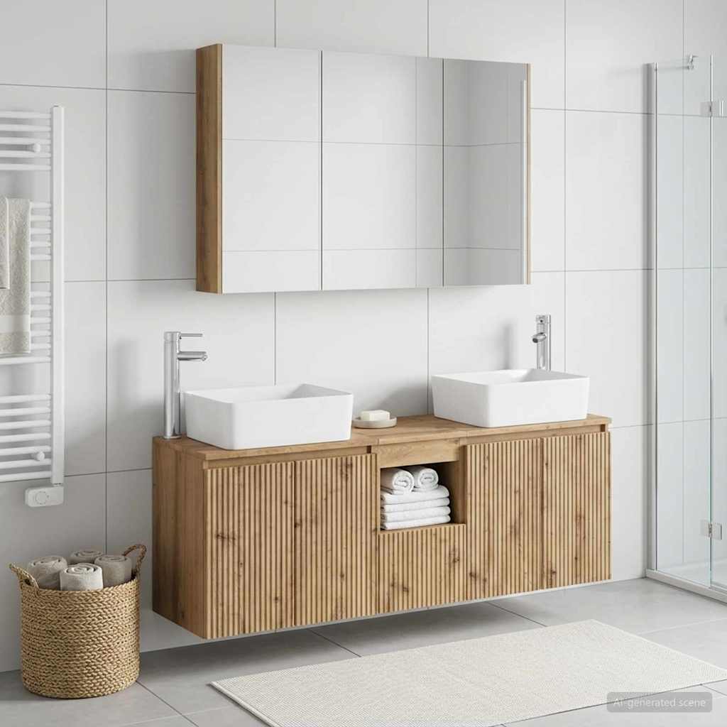 vidaXL Juego de Muebles de Baño 4 uds. Roble artisan