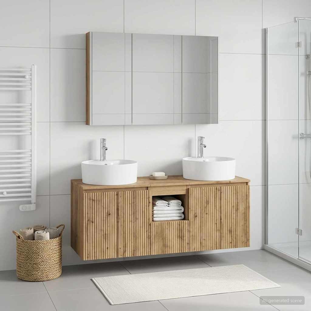 vidaXL Juego de Muebles de Baño 4 uds. Roble artisan