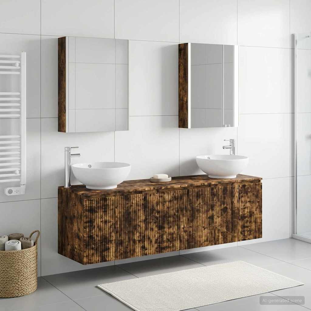vidaXL Juego de Muebles de Baño 5 uds. Roble Ahumado